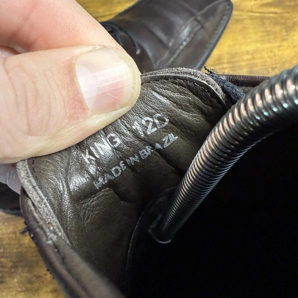 Studio Belvedere King Brown Leather Square Toe Oxford Dress Shoes Mens 12D‎